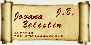 Jovana Beleslin vizit kartica